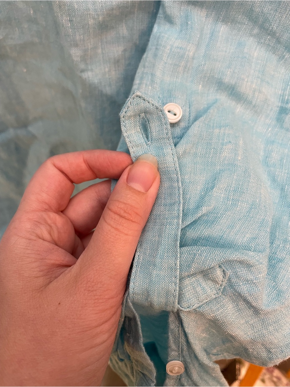 Talbots Linen Popover Camp Shirt in Aqua - Casual Coastal Resortwear - Medium - Picture 7 of 7